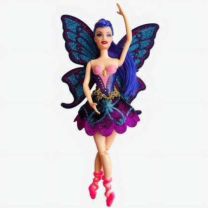 Imagem de Brinquedo Boneca Bailarina Fada Com Asas Ballet Articulada 30cm Presente para Meninas e Meninos