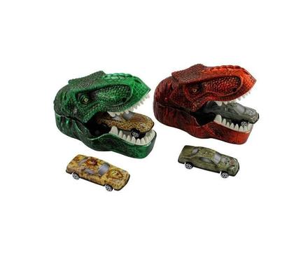 Imagem de Brinquedo Cabeça Dinossauro Lançador De Carros + 2 Carrinhos