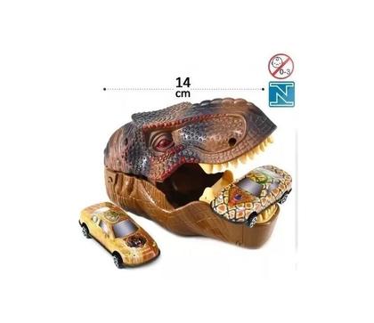 Imagem de Brinquedo Cabeça Dinossauro Lançador De Carros + 2 Carrinhos