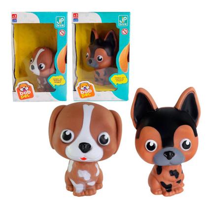 Imagem de Brinquedo Cachorrinho Vinil Infantil Bob Pet Sortido Cachorro Fofo Mascote Dia das Crianças Aniversário Meninas e Meninos Coleção