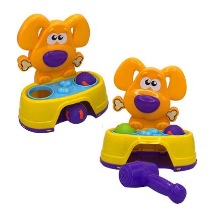 Imagem de Brinquedo Cachorro Bate Bate Dog Infantil Cachorrinho c/ Bolinhas de Encaixar e Martelinho p/ Bebês Crianças Meninos e Meninas