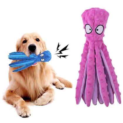 Imagem de Brinquedo Cachorro Pet Pelucia Polvo Colorido Com Apito Plus