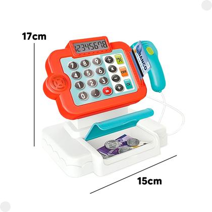 Imagem de Brinquedo Caixa Registradora Azul Vermelho DMT6824 - DMToys