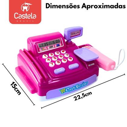 Imagem de Brinquedo Caixa Registradora Infantil Som Luz Acessórios Mercadinho Castela