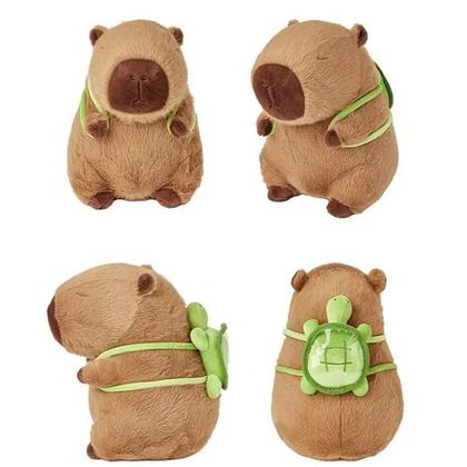 Imagem de Brinquedo Capivara Mochila De Tartaruga 30cm  Fofa Pelúcia