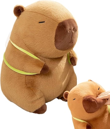 Imagem de Brinquedo Capivara Mochila De Tartaruga 30cm  Fofa Pelúcia