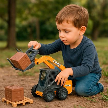 Imagem de Brinquedo Carregadeira Empilhadeira Case Realista Escala 1:26 Modelo SV300B Com Braço Articulado