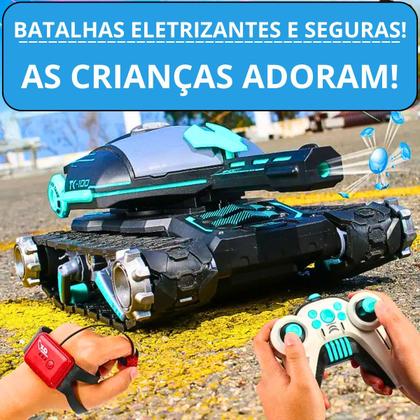 Imagem de Brinquedo Carrinho Controle Remoto Tanque De Guerra Atira Bolinha Gel Kit Completo Dia das Crianças Natal Presente