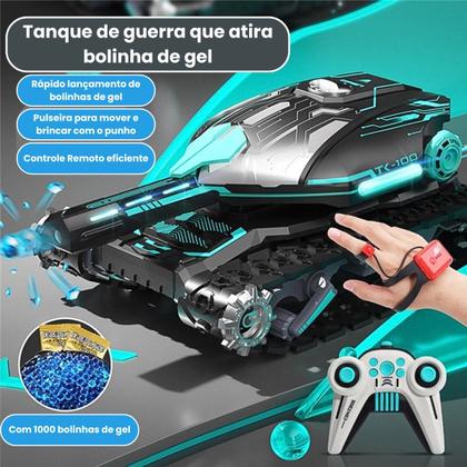 Imagem de Brinquedo Carrinho Controle Remoto Tanque De Guerra Atira Bolinha Gel Kit Completo Dia das Crianças Natal Presente