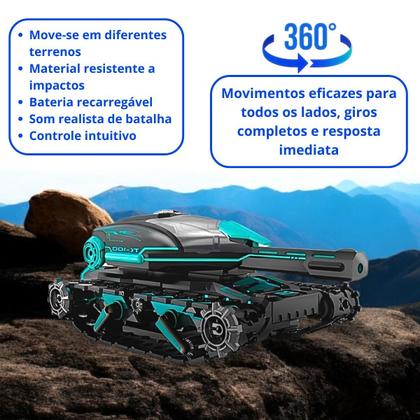 Imagem de Brinquedo Carrinho Controle Remoto Tanque De Guerra Atira Bolinha Gel Kit Completo Dia das Crianças Natal Presente