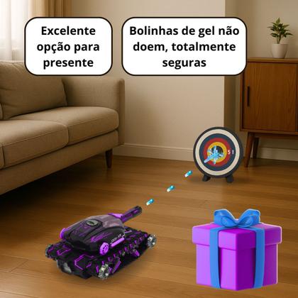 Imagem de Brinquedo Carrinho Controle Remoto Tanque De Guerra Atira Bolinha Gel Kit Completo Dia das Crianças Natal Presente