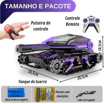 Imagem de Brinquedo Carrinho Controle Remoto Tanque De Guerra Atira Bolinha Gel Kit Completo Dia das Crianças Natal Presente