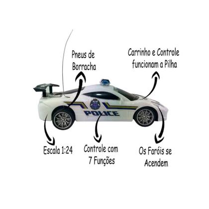 Imagem de Brinquedo Carrinho de Controle Remoto Super Policia Branco CKS - K2747P