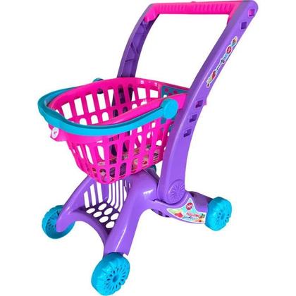 Imagem de Brinquedo Carrinho de Supermercado Infantil Imaginativa Compras c/ Cesto