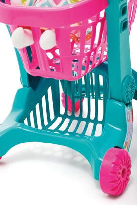Imagem de Brinquedo Carrinho de Supermercado Infantil Imaginativa Compras c/ Cesto