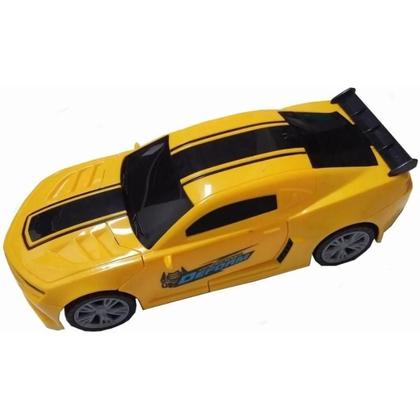 Imagem de Brinquedo Carrinho Vira Robô Bate E Volta Amarelo Luzes E