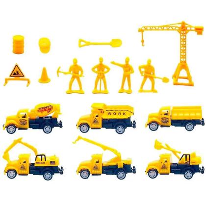 Imagem de Brinquedo Conjunto Construtor Obras Trator Escavadeira Guindaste