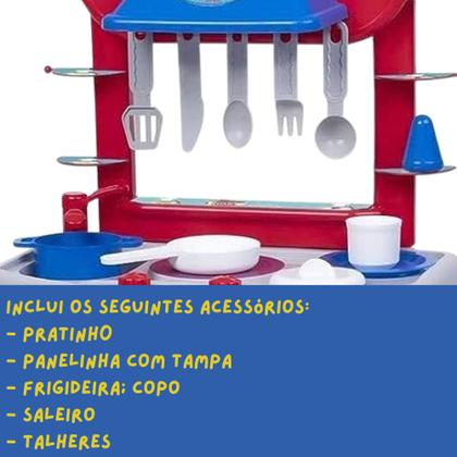 Imagem de Brinquedo Cozinha Play Time Azul com Acessórios para Crianças a Partir de 3 Anos Cotiplás - 2421