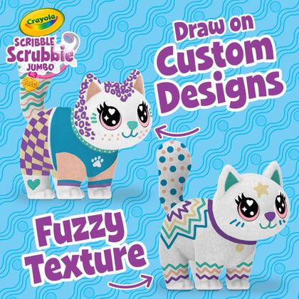 Imagem de Brinquedo Crayola Scribble Scrubbie Jumbo Cat de 6 polegadas com pincel e marcadores