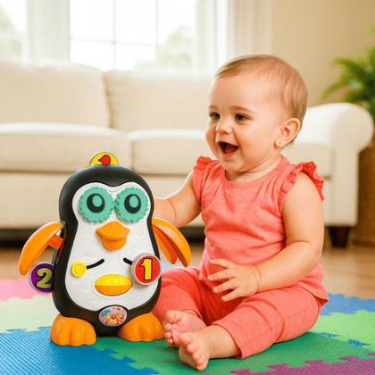 Imagem de Brinquedo Criança Presente Bonequinho Animal Asa Pinguino Bichinho Divertido Som Menino Menina