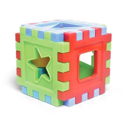 Imagem de Brinquedo Cubo de Encaixe Didático Colorido Com Blocos De Encaixar 9cm