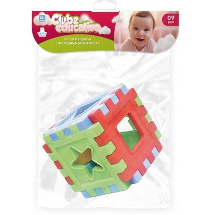 Imagem de Brinquedo Cubo de Encaixe Didático Colorido Com Blocos De Encaixar 9cm