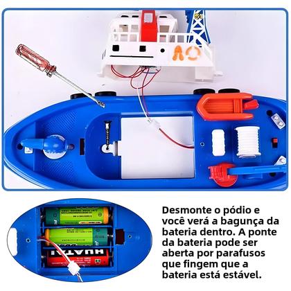 Imagem de Brinquedo de Banho Infantil - Barco de Bombeiros com Luzes de LED, Música e Jatos d'Água