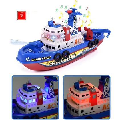 Imagem de Brinquedo de Banho Infantil - Barco de Bombeiros com Luzes de LED, Música e Jatos d'Água