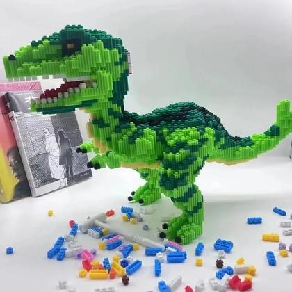 Imagem de Brinquedo de Blocos de Construção de Dinossauro T-Rex Gigante - Modelo DIY para Montar