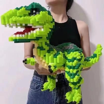 Imagem de Brinquedo de Blocos de Construção de Dinossauro T-Rex Gigante - Modelo DIY para Montar