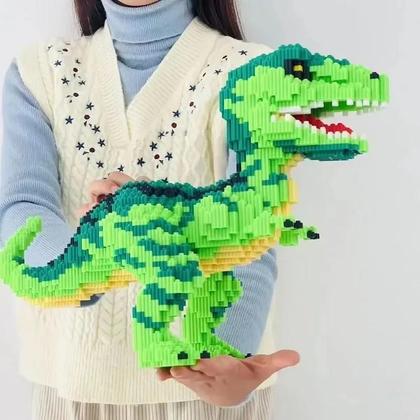 Imagem de Brinquedo de Blocos de Construção de Dinossauro T-Rex Gigante - Modelo DIY para Montar