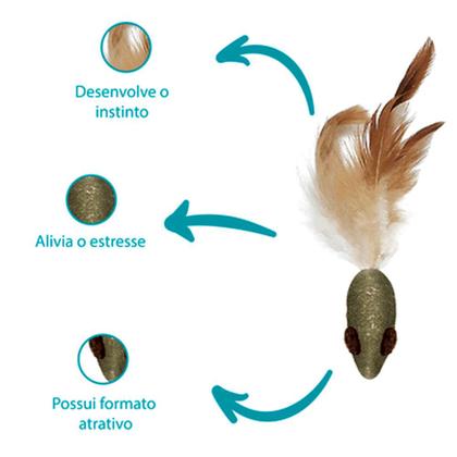 Imagem de Brinquedo de Catnip Rato Solid com Pena - Jambo