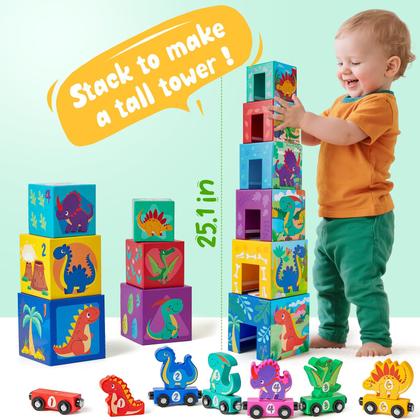 Imagem de Brinquedo de classificação e empilhamento Toyssa Wooden Dinosaur 1-3 anos