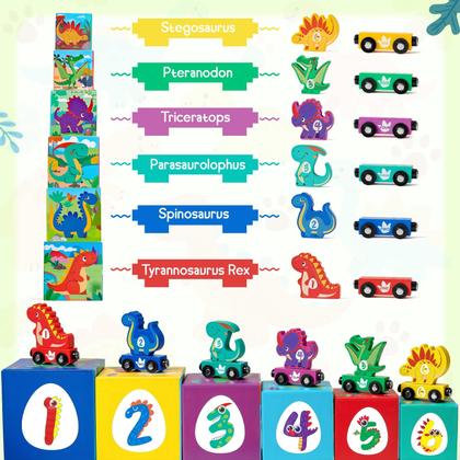 Imagem de Brinquedo de classificação e empilhamento Toyssa Wooden Dinosaur 1-3 anos