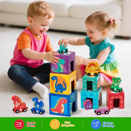 Imagem de Brinquedo de classificação e empilhamento Toyssa Wooden Dinosaur 1-3 anos