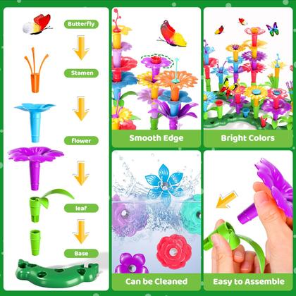 Imagem de Brinquedo de construção de jardim de flores Doloowee 102 peças para meninas de 3 a 7 anos