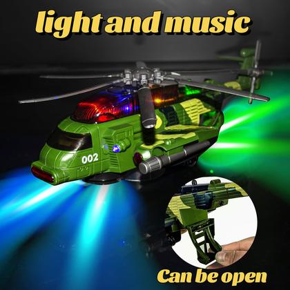 Imagem de Brinquedo de helicóptero Bloolilies, brinquedos de avião para crianças de 1 a 3 a 5 anos, helicóptero de brinquedo de avião infantil com luzes e música para meninos e meninas de 3 a 5 6 a 7 anos - Brinquedos de avião militar Bump and Go