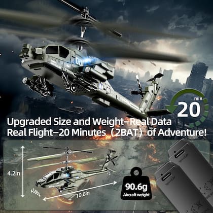 Imagem de Brinquedo de helicóptero voador militar de controle remoto XIKOTEC XK1