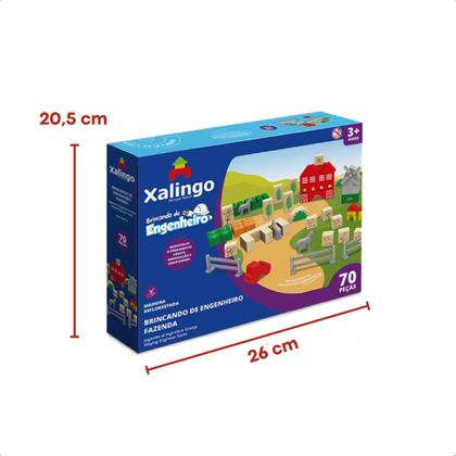 Imagem de Brinquedo de Montar Engenheiro Fazenda 70 Peças em Madeira Reflorestada e Plástico 3D Xalingo - 54610