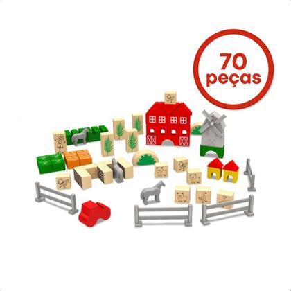 Imagem de Brinquedo de Montar Engenheiro Fazenda 70 Peças em Madeira Reflorestada e Plástico 3D Xalingo - 54610