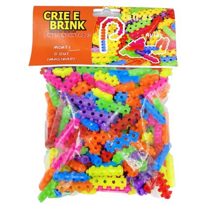 Imagem de Brinquedo de Montar Pinos Encantados Coloridos Blocos de Montar 100 peças - Crie e Brink