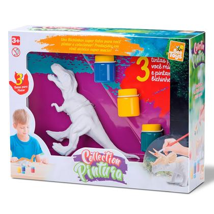 Imagem de Brinquedo De Pintura Dino Collection Para Colorir Com 3 Tintas Atóxicas E 1 Pincel Incluso