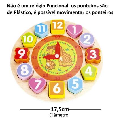 Imagem de Brinquedo Didático Aprenda Brincando Relógio de Encaixar Peças Girafa