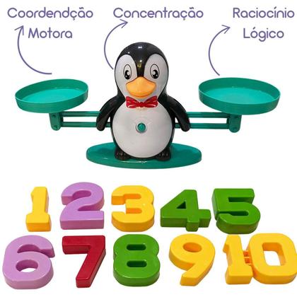 Imagem de Brinquedo Didatico Jogo Matematica Numeros Balanca Pinguim