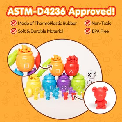 Imagem de Brinquedo Didático JOYIN - Ursinhos Arco-Íris para Contar com Copinhos - 83 Unidades