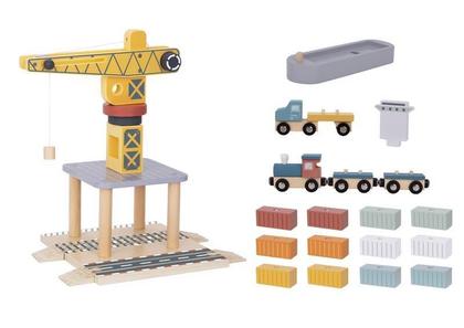 Imagem de Brinquedo Didático Madeira Conjunto Guindaste TJ192A