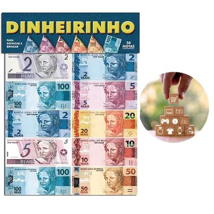 Imagem de Brinquedo Dinheiro Falso 50 Notas - Dinheirinho de Papel 10,5X4,3CM - PANAMI