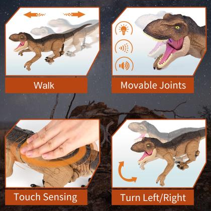 Imagem de Brinquedo Dinossauro T-Rex com Controle Remoto iQkidz - Para Meninos de 3 a 12 Anos