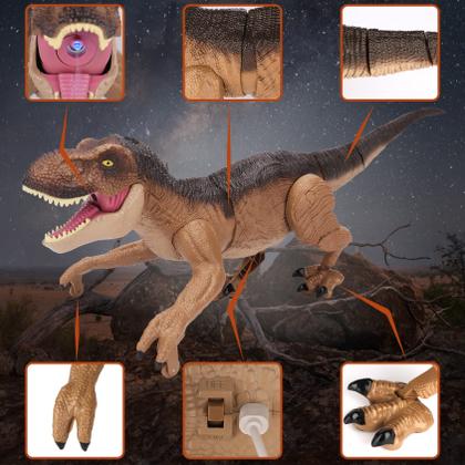 Imagem de Brinquedo Dinossauro T-Rex com Controle Remoto iQkidz - Para Meninos de 3 a 12 Anos