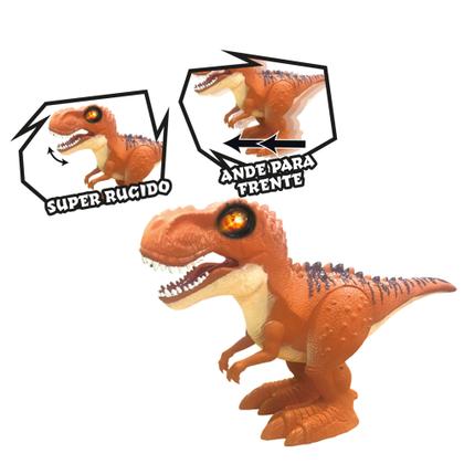 Imagem de Brinquedo Dinossauro Tiranossauro Rex Anda com Luz e Som Controle Remoto Jurassic Fun Boneco - BR1461